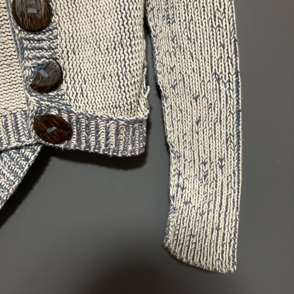 Womens S/M Pure Handknit Blue Asymm Sweater Cardigan Fisherman Hand Made Thick - Picture 6 of 13